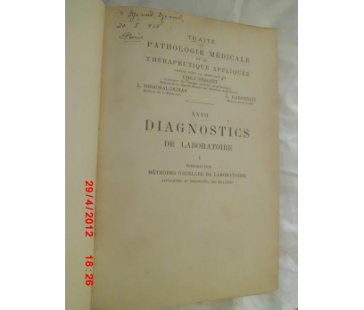 DIAGNOSTICS DE LABORATOIRE / 1924 FRANSIZCA