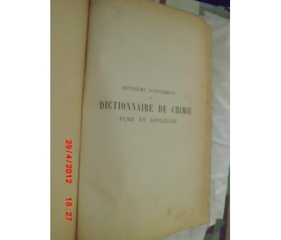 DICTIONNAIRE DE CHIMIE I - PLU / 1907 HACHETTE