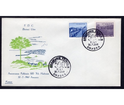 CUMH.FDC 1961 AMASRA'NIN FETHİ 500.YIL-KAMER(MA-2)