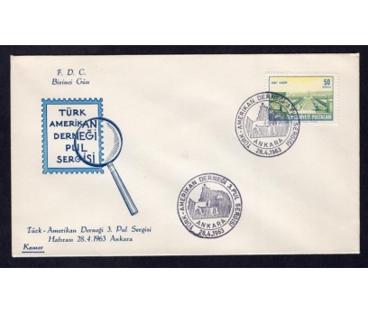 CUMH.FDC 1963 TÜRK AMERİKAN 3.PUL SERG-KAMER(MA-2)