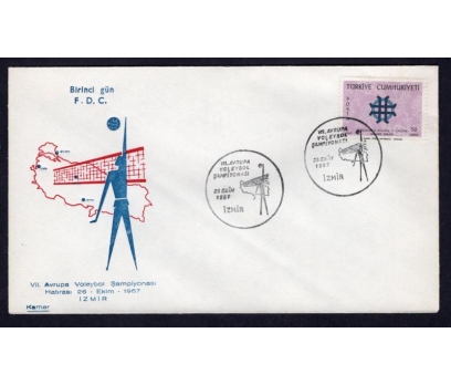 CUMH.FDC 1967 VII. AVRUPA VOLEYBOL ŞAM-KAMER(MA-2)