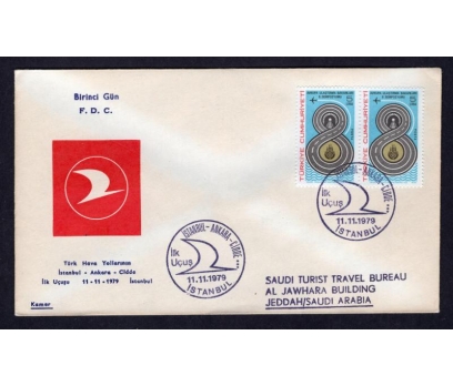 CUMH.FDC 1979 THY İST.-ANK.-CİDDE UÇUŞ-KAMER(MA-2)