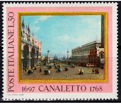 İTALYA 1968 DAMGALI CANALETTO'NUN ÖLÜMÜNÜN 200.YIL