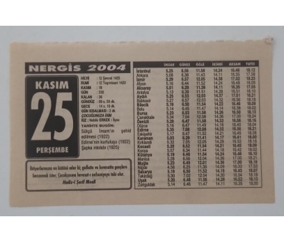 Nergis Takvim Yaprağı 25 Kasım 2004